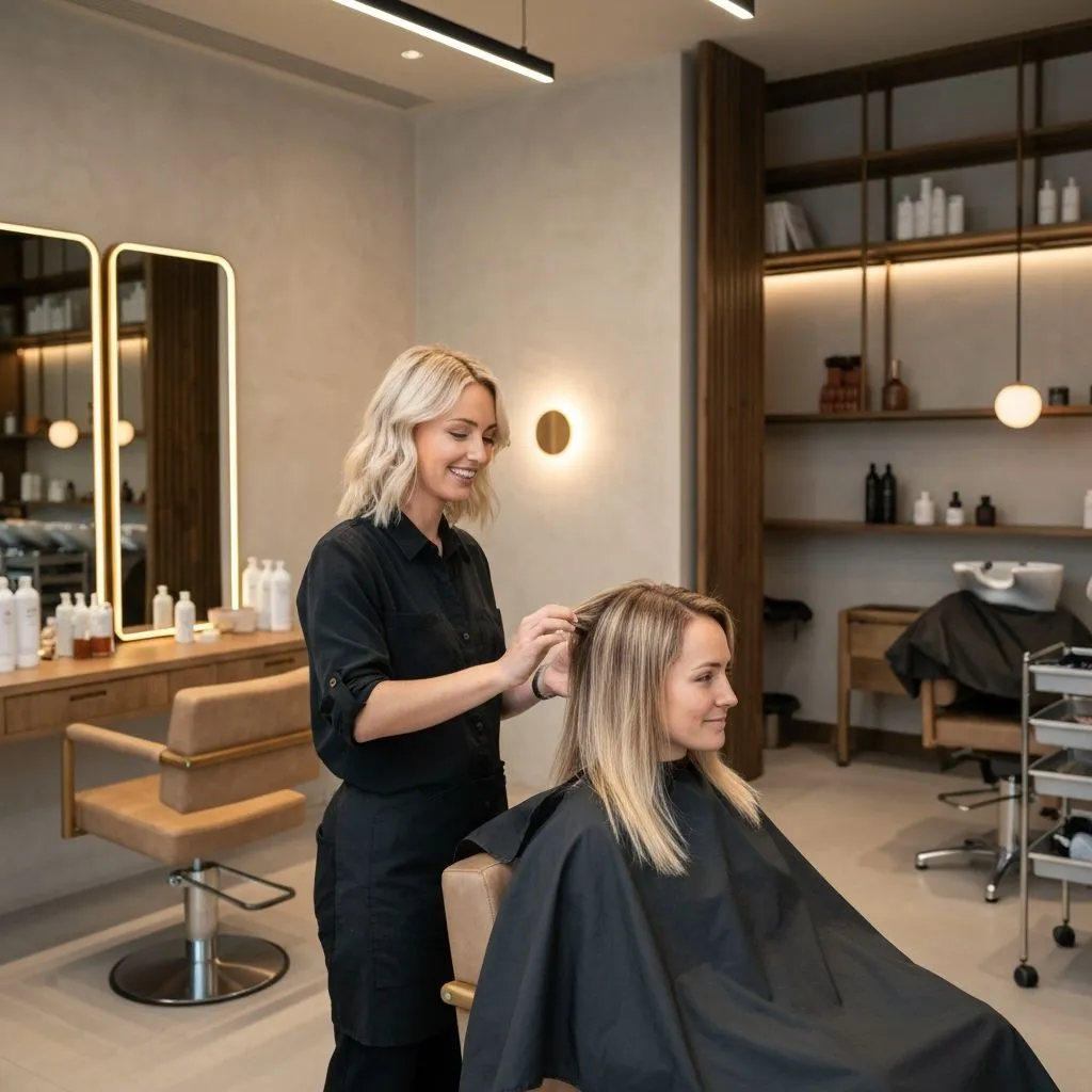 A stylist working with a client at Salon in the Square